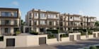 3d modern villa complex, multi family home design, semi detached house rendering