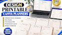 design printable digital planner journal, calendar and trackers in canva