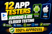 do closed testing 12 testers app google play console 20 testers 12 app tester