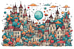 draw doodle wall art, mural and decal illustration
