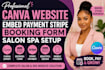 design canva website embed payment stripe booking form salon spa setup