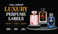 create luxury perfume label and packaging design with 3d mockup