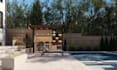 do backyard design, pool, patio, garden landscape render as landscape architect