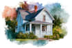 do an watercolor house portrait