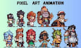 create pixel art animation pixel art character, sprite sheet, 2d pixel art