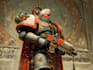 draw an epic warhammer 40k inspired grimdark character illustration