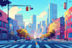 create a landscape and urban vector art illustration