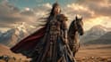 create cinematic mongolian nomadic fantasy character art