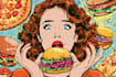 design creative pop art food illustrations for restaurants