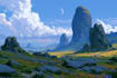 hand paint landscape painting on canvas