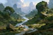 create stunning fantasy landscape, background illustration