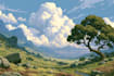 create stunning fantasy landscape illustration
