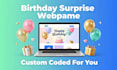 create birthday surprise webpage animated HTML