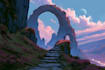 create stunning fantasy landscape, background illustration