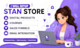 setup stan store digital products courses sales funnels email integration