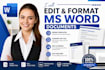 do ms word documents formatting, design ms document, convert any file to ms word
