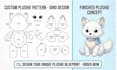 create custom plush soft toy sewing pattern and stuffed animal blueprint design