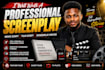 write a professional screenplay, movie script, film script and screenplay writer