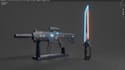 design 3d weapon, sci fi gun low poly game asset 3d model, fps weapon  printing