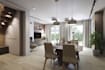 visualize high end contemporary interior design, 3d furniture layout, cgi render