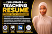 write a professional teaching resume and cover letter