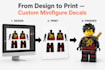 create custom lego decal for minifigure uv and pad printing, head torso, helmet