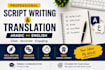 write engaging scripts and translate english to arabic