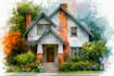 make watercolor house portrait