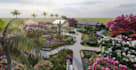 develop garden landscape,courtyard design, botanical garden render,lush backyard