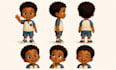 design whimsical children book character pose sheet and expression sheet