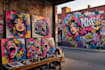 create graffiti pop art canvas designs and murals