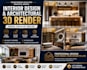 do interior design of bathroom kitchen bedroom and architectural 3d render