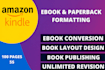do ebook conversion epub mobi kindle formatting for amazon KDP