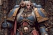 draw epic grimdark sci fi warrior character art inspired by warhammer 40k