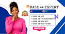 develop base44 app, fix base44 bugs, base44 web app and wordpress integration
