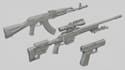 create 3d gun model, game assets, fps weapon, ak 47 3d model, hard surface gun