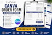 design editable canva order form, fillable PDF and invoice