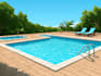 do render swimming pool, backyard, villa landscape
