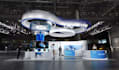 futuristic smart technology virtual showroom,3d exhibition,art gallery,3d render