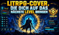 gestalte ein litrpg oder gamelit buchcover mit game UI elementen
