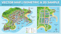 design a custom isometric map and 2d map illustration