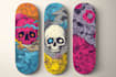 design artwork psychedelic, comic, skull for skateboards