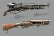 create detailed 2d weapons with an epic style
