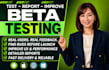 user test beta test manual test saas website app game and provide feedback