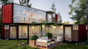 design shipping container house tiny house cabin house 3d render