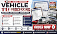 help with vehicle title transfer, dmv title processing and registration