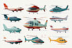 draw aircraft, airplane, helicopter into a vector cartoon