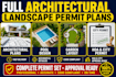 full architectural landscape permit plans, pool, garden layout hoa city permit