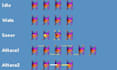 make pixel art character, sprite sheet, game assets, pixel animation