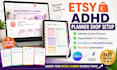 setup etsy hyperlinked adhd planner shop with editable canva digital planners